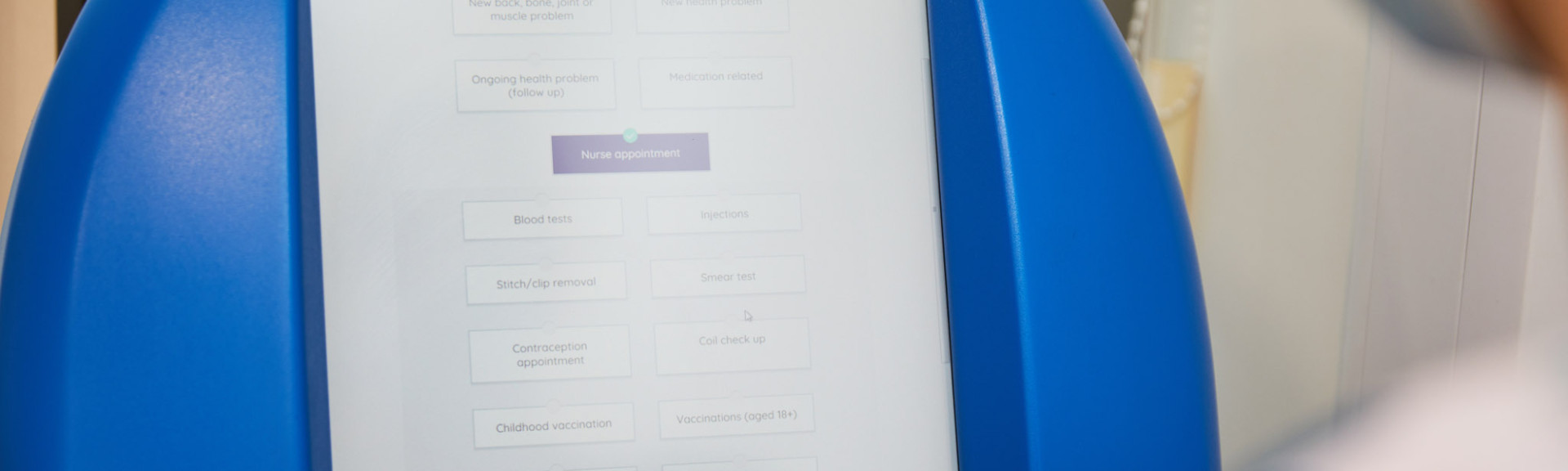 A photo showing a patient using the prioryCARE form