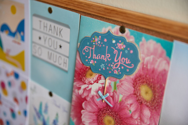 A photo showing a few thank you cards